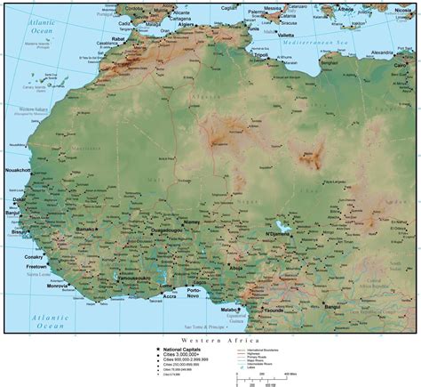 Western Africa Terrain Map In Adobe Illustrator Vector Format With