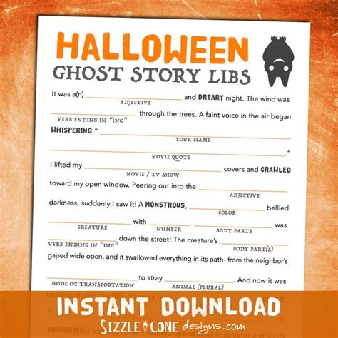 Printable Mad Libs Halloween Story For Kids Tweens And Teens Ghost