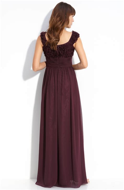 Burgundy A Line Cap Sleeves And V Neck Floor Length