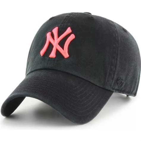 47 Brand Curved Brim Pinkes Logo New York Yankees Mlb Clean Up Cap