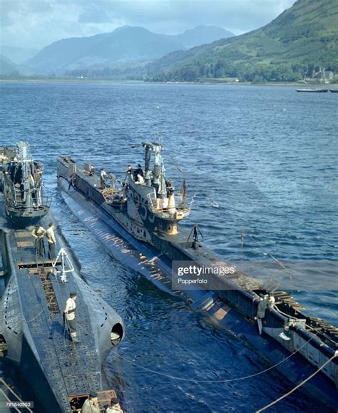 View Of Royal Navy Submarines Of The 3rd Flotilla Or Squadron Docked