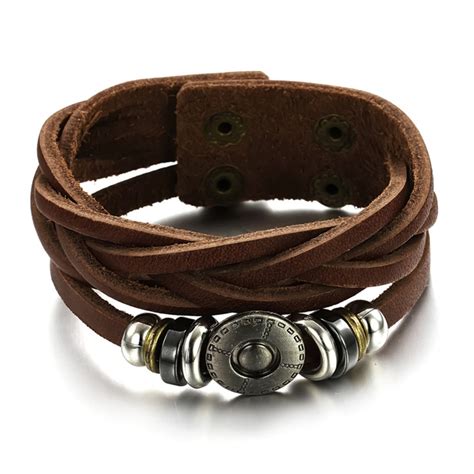 Gift Men S Fashion Bracelets Bangles Genuine PU Leather Wristband