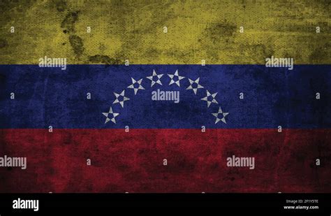 Venezuela Flag With Waving Grunge Texture Vector Background Stock