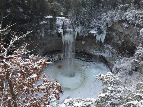 Frozen Waterfall Fall Creek Falls From The State Park In Tennessee