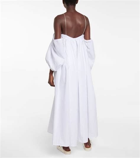 Buy Cecilie Bahnsen Holly Off Shoulder Cotton Maxi Dress White At 40 Off Editorialist