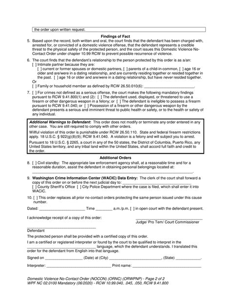 Form Wpf Nc020100 Download Printable Pdf Or Fill Online Domestic Violence No Contact Order