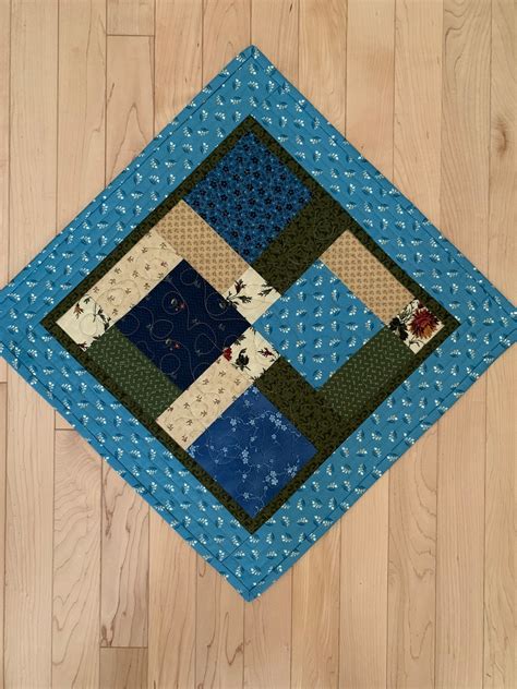 Blues And Greens Quilted Table Topper 185 Square Etsy