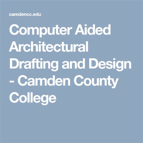 Computer Aided Architectural Drafting And Design Camden County