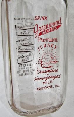C Greenwood Dairies Langhorne Pa Vintage Dairy Farm Qt Milk
