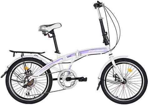 Sportsman 20 Folding Bikes With 6 Speed Shimano Gears White Purple