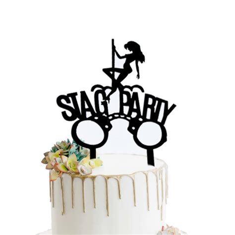 Buy Stag Party Cake Topper Black Acrylic Pole Dancer Happy Birthday