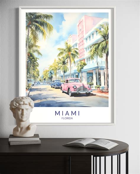 Miami Art Miami Wall Decor Miami Print Any City Any Destination Custom