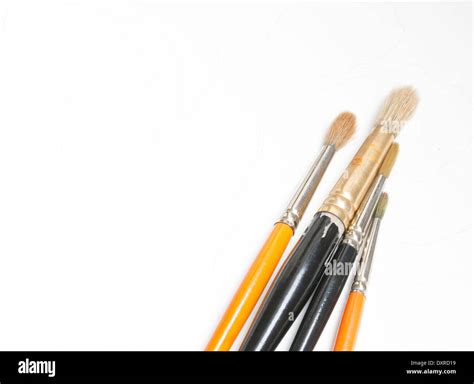Watercolor Brushes Background Isolated On White Artist Tools Used
