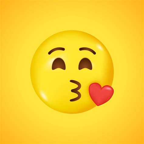 Premium Vector Emoji With Flying Kiss Red Heart And Winking Eye Face