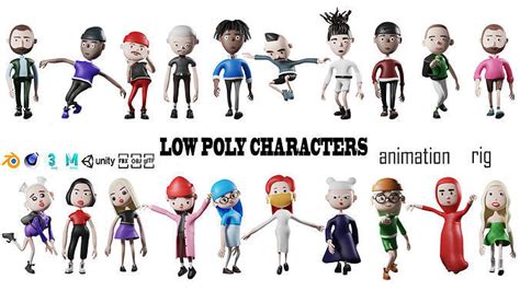 3d model low poly cartoon characters 1 01 pack 3d model vr ar low poly cgtrader