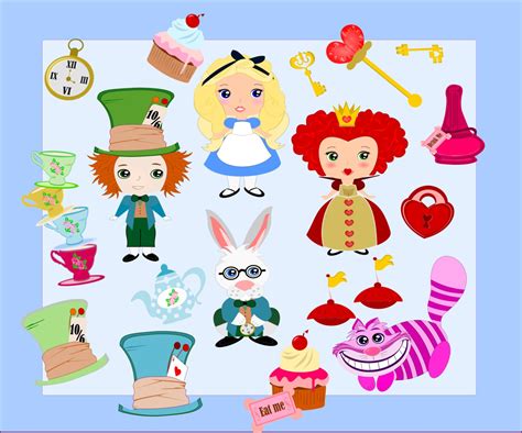 Alice In Wonderland Characters Clip Art Clip Arts Diy Etsy