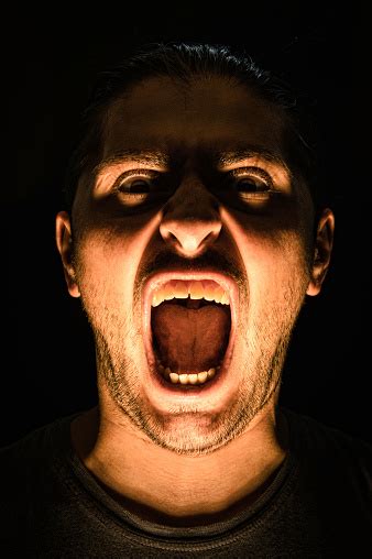 Horror Scene With Screaming Scary Human Face Stock Photo Download