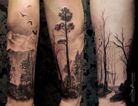 Forearm Forest And Mountain Tattoo Sleeve | Best Tattoo Ideas