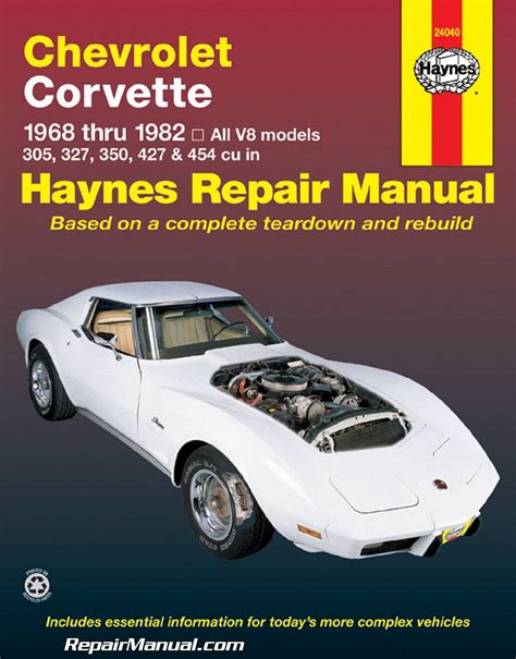 Repair Manual Haynes 1968 1982 Chevrolet Corvette