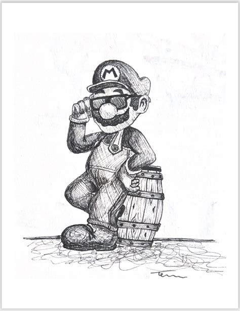 Italian Plumber From Video Game Sketch Character Animated Etsy