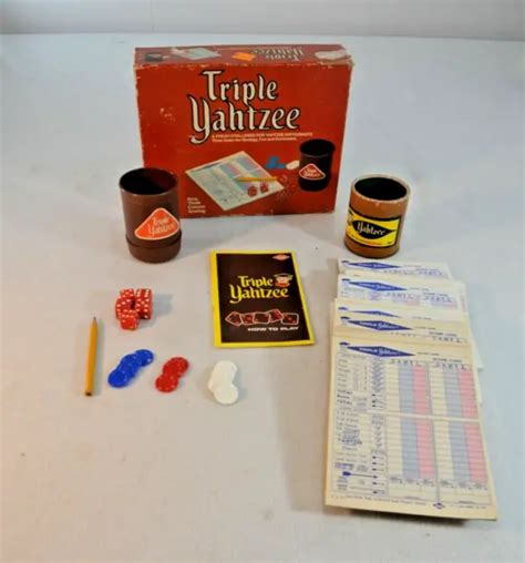 Vintage Yahtzee Game Es Lowe Milton Bradley 1973 E928 Extra Pieces