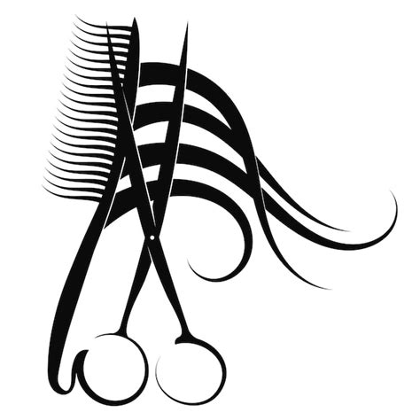 Premium Vector Hair Stylist Scissors And Comb And Beautiful Curls Of