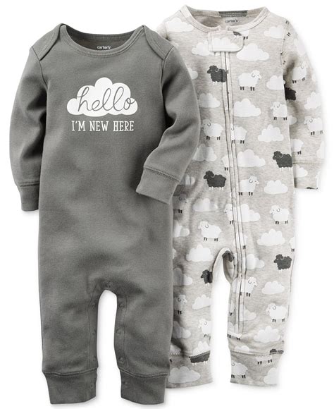 Carters Baby Boys Or Baby Girls 2 Pack Little Lamb Coveralls Sets