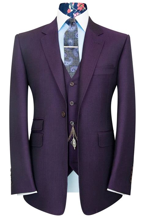 William Hunt Savile Row Mitten Purple Three Piece Notch Lapel Suit