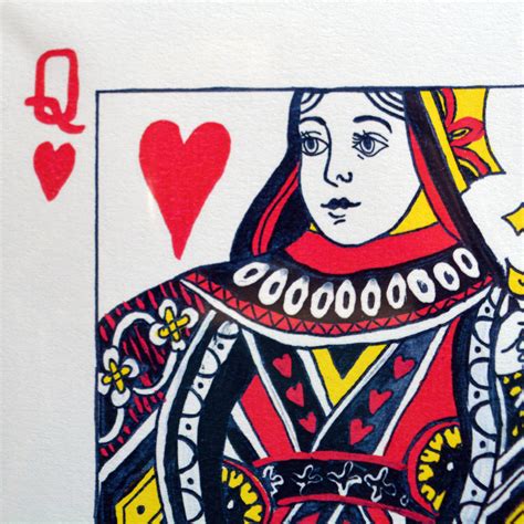 In french playing cards, the usual rank of a queen is between the king and the jack.in tarot decks, it outranks the knight which in turn outranks the jack. queen of hearts playing card illustration print by pet portrait illustration ...