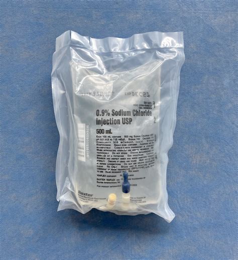 Iv Bag Of 09 Sodium Chloride Normal Saline Injection 500ml 5l