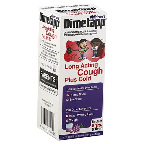 Dimetapp Childrens Long Acting Cough Plus Cold 4 Oz Cough Syrup In