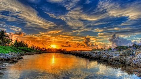 Beautiful Sunset Reflection 1280 X 720 Hdtv 720p Wallpaper