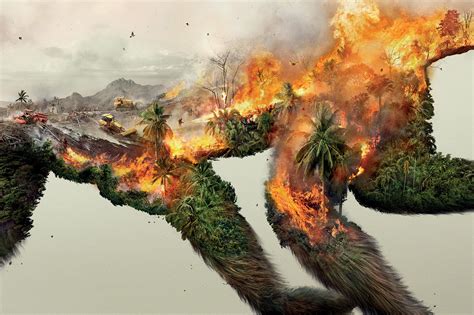 一组震撼人心的海报：destroying Nature Is Destroying Life森林火灾北极熊环保组织新浪新闻