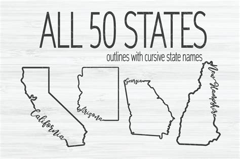 All 50 States Outline Svg Bundle United States Svg Us Etsy Artofit