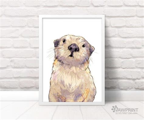 Cute Sea Otter Art Print By Pawprint Illustration Frame Not Included