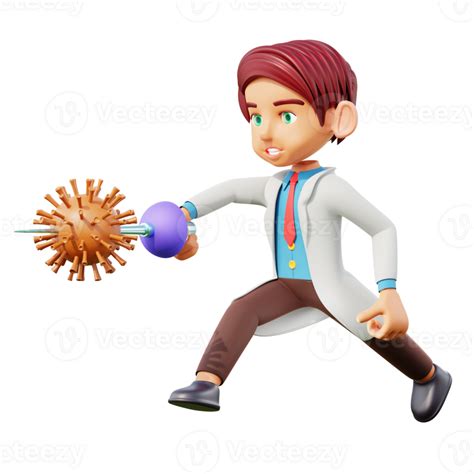 3d Illustration Male Doctor Kills Coronavirus 36156478 Png