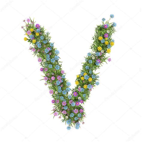 Letter V Flower Alphabet Isolated On White — Stock Photo © Digiart