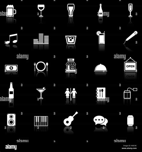Bar Icons With Reflect On Black Background Stock Vector Stock Vector
