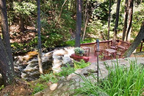 Waterfall River Deck And Garden Gorgeous Secluded Private Landscaping