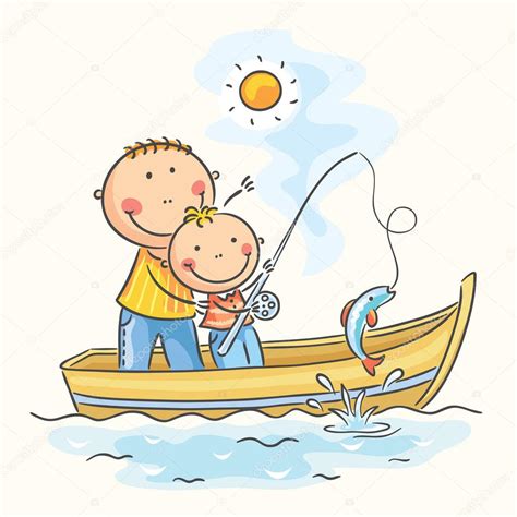 Padre E Hijo En La Barca Vector De Stock Por ©katerinadav 54060637