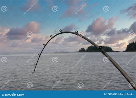 Bent Fishing Pole At Dusk Stock Image Image Of Pole