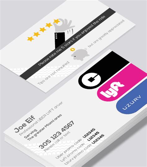 Lyft and uber offer vehicle maintenance options that are supposedly helpful for drivers. Uber Lyft Uzurv business card - Modern Design