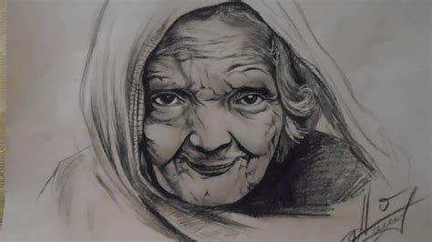 How To Draw A Portrait Old Woman Realistic Drawing Time Lapse