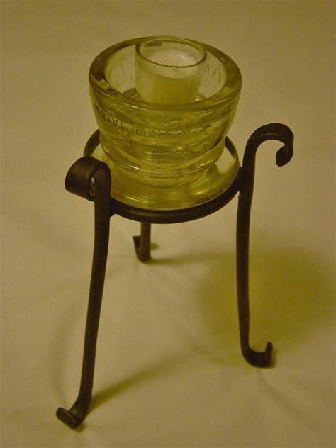Forged Candle Holder Using Old Glass Insulator 02 2015 Glass