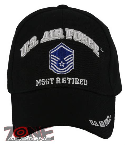 New Us Air Force Usaf Msgt Retired Ball Cap Hat Black