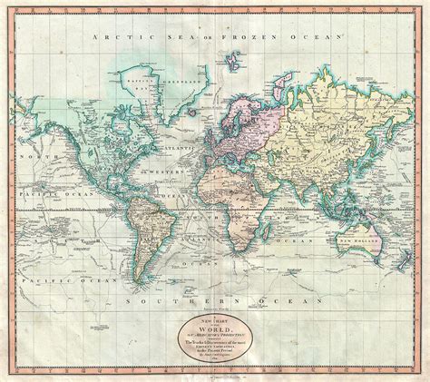19th Century Map Of The World Drawing By Philip Openshaw