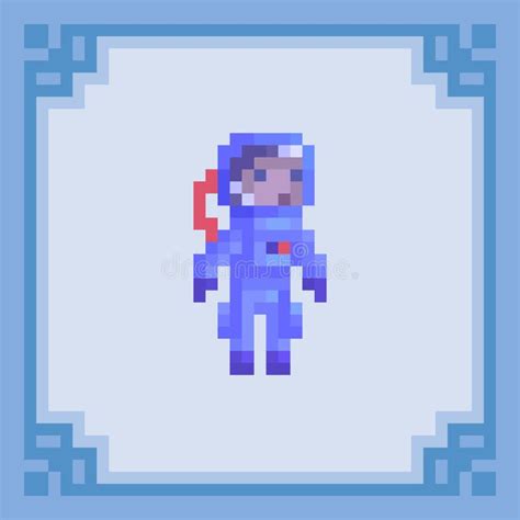 Astronaut In Spacesuit Pixel Art Character Stock Vector Illustration