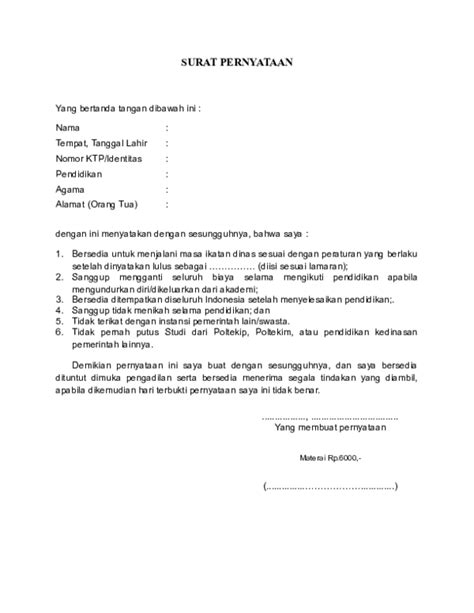 Contoh Surat Pernyataan Perjanjian Pertanggungjawaban Nusagates My