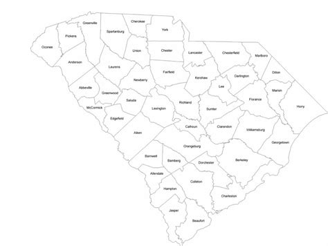 South Carolina County Map With County Names Free Download
