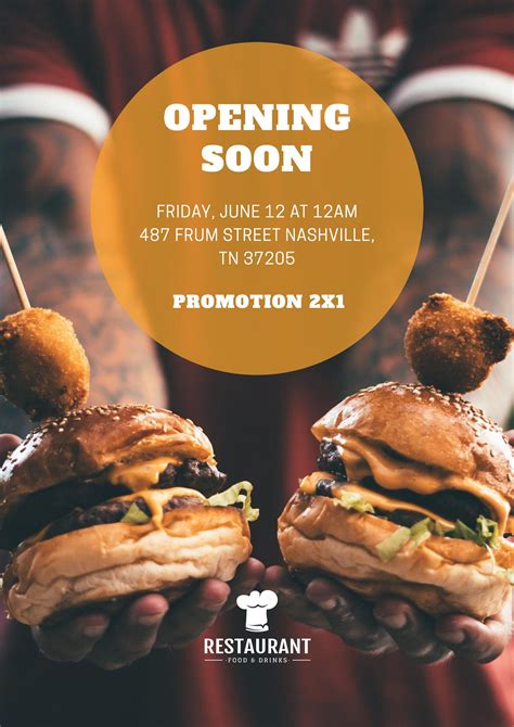 Editable poster of opening soon with promotion 2x1 | Good food image